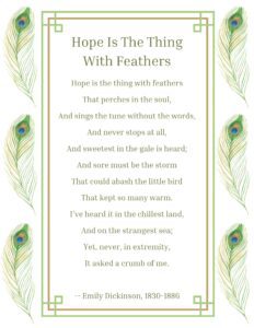 Hope Poem with feather art
