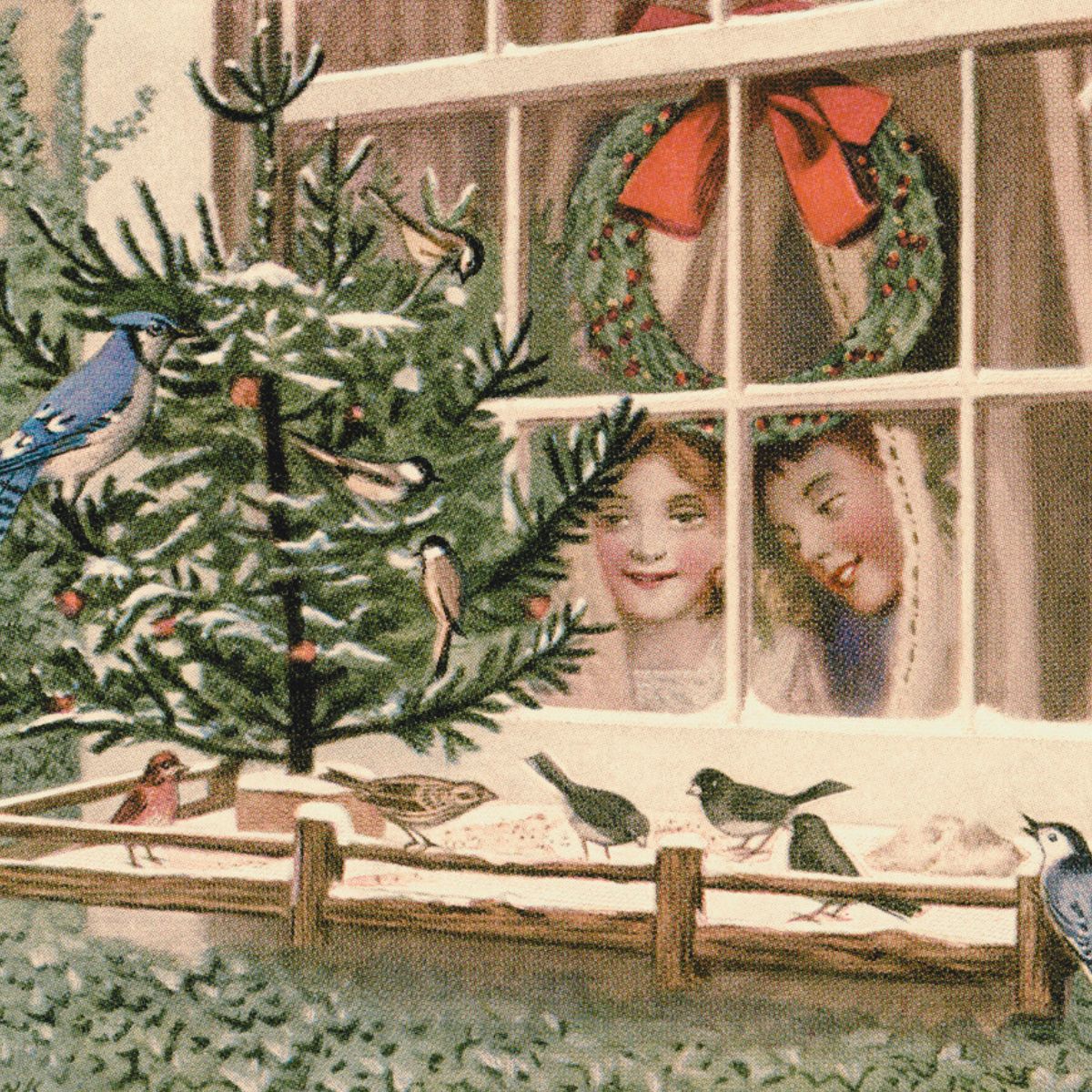 christmas tree with birds